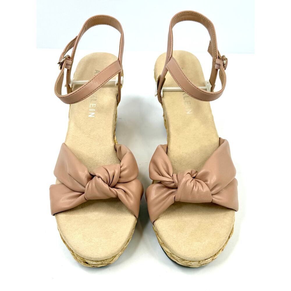 Anne Klein Wheatley Ankle Strap Espadrille Wedge Sandals Size 8.5M Nude NWT/Box